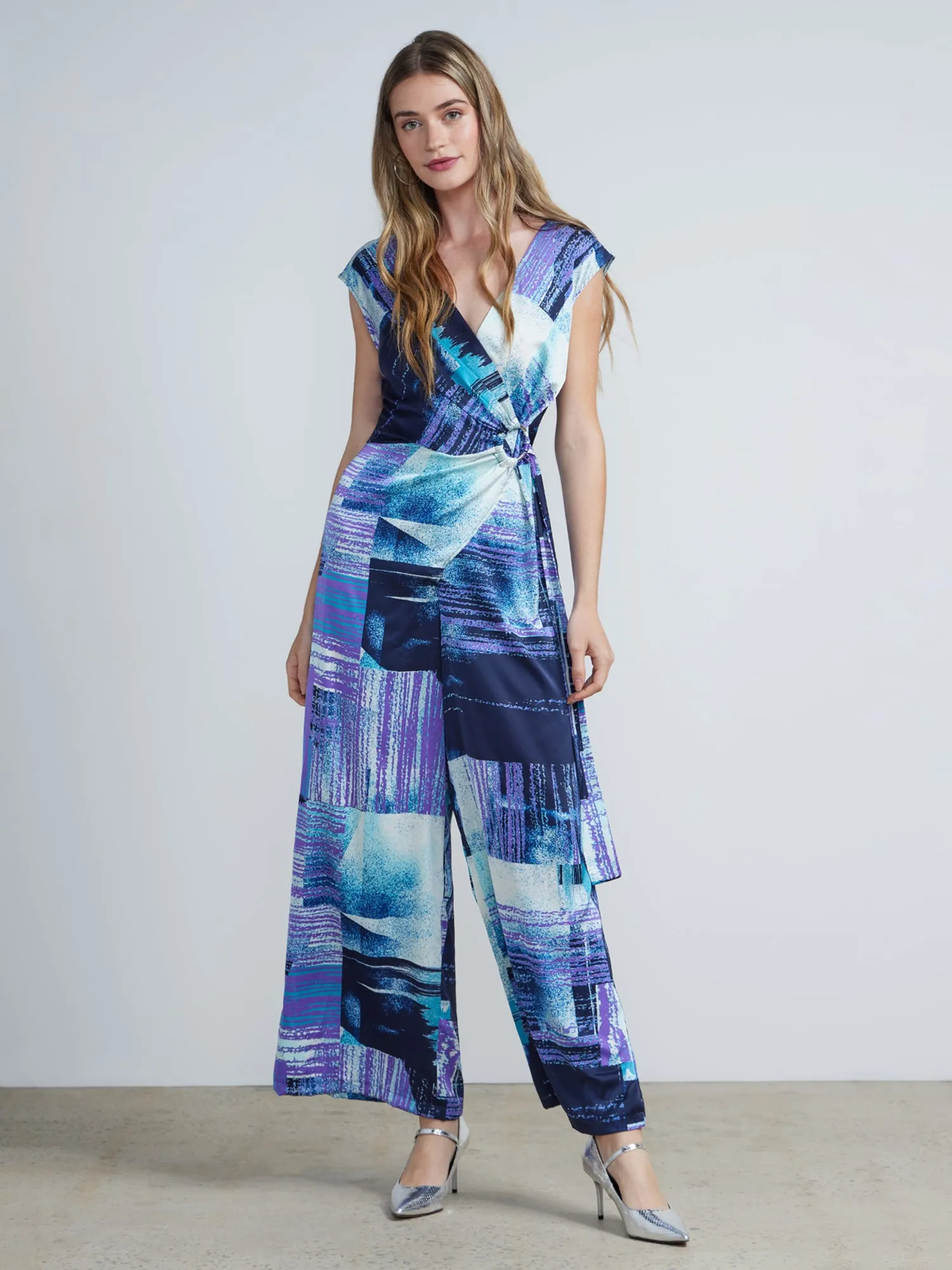 Abstract-Print Wide-Leg Jumpsuit