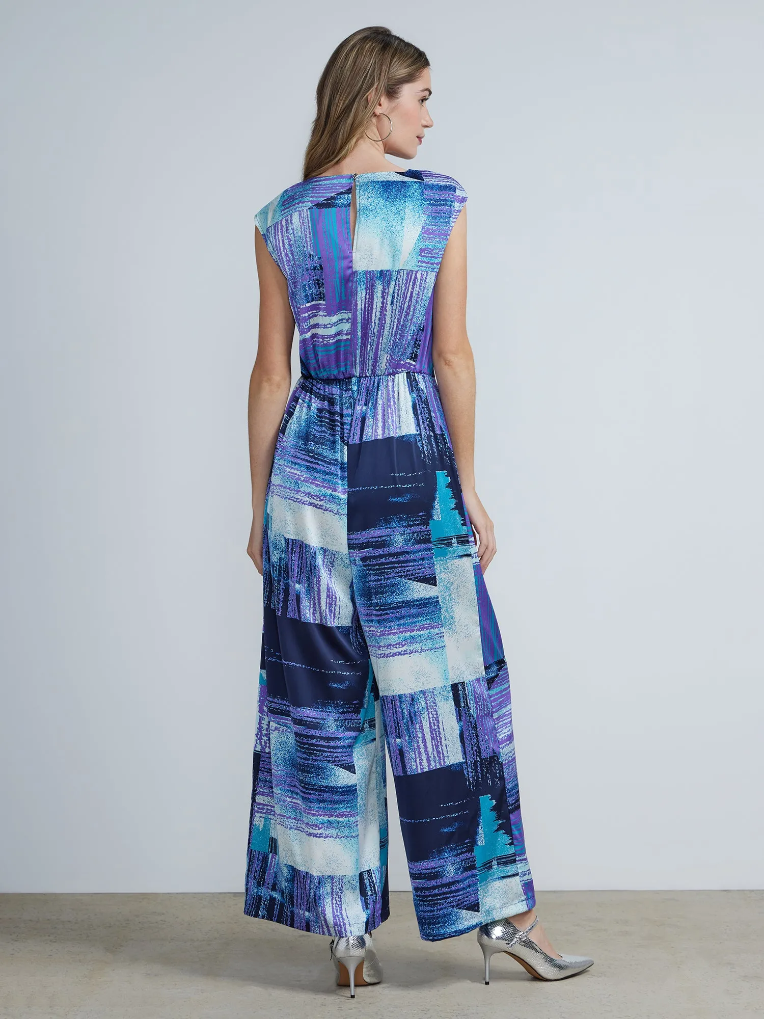 Abstract-Print Wide-Leg Jumpsuit