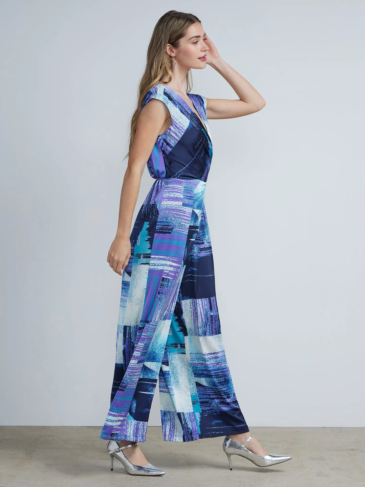 Abstract-Print Wide-Leg Jumpsuit