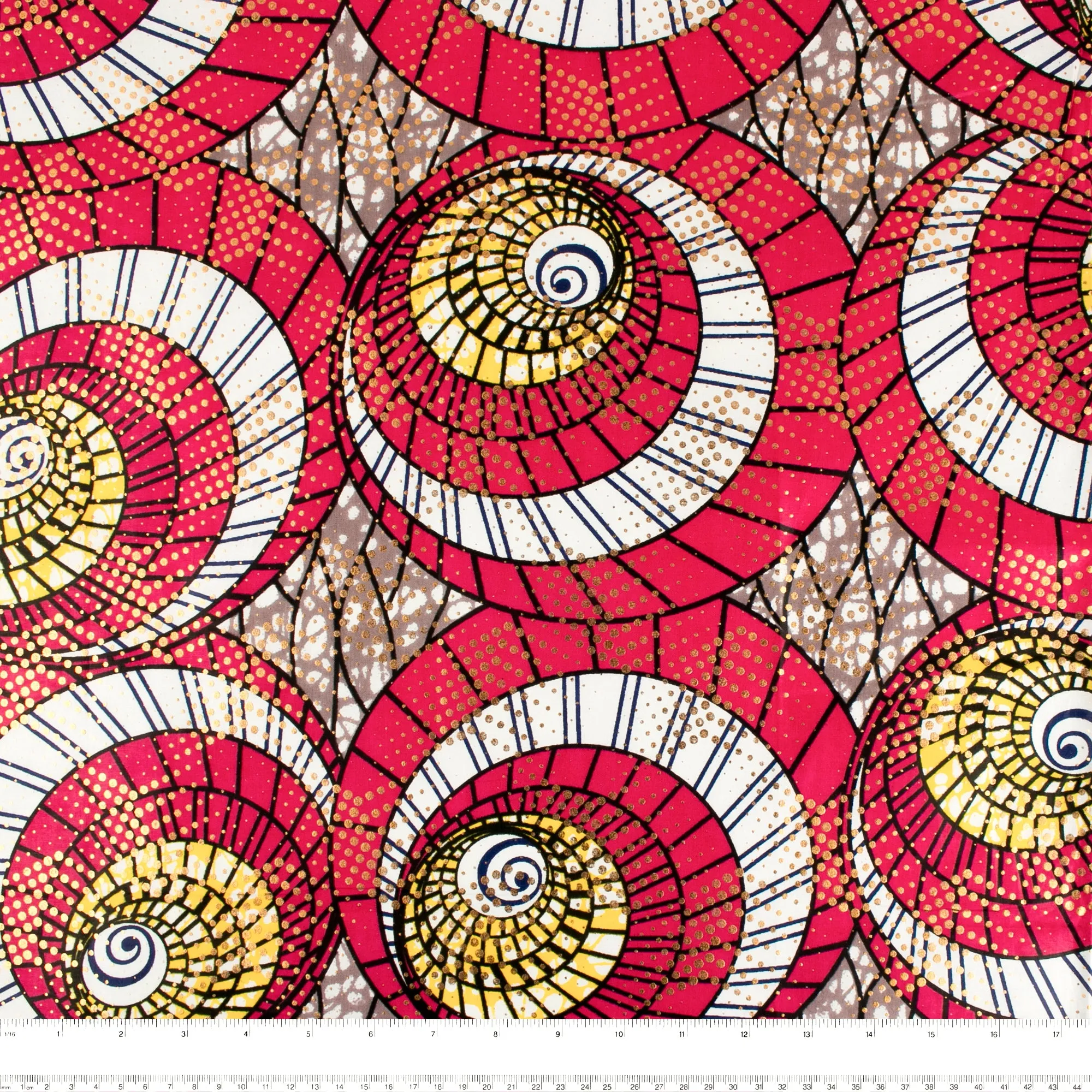 African Metallic Print - Cercles - Red