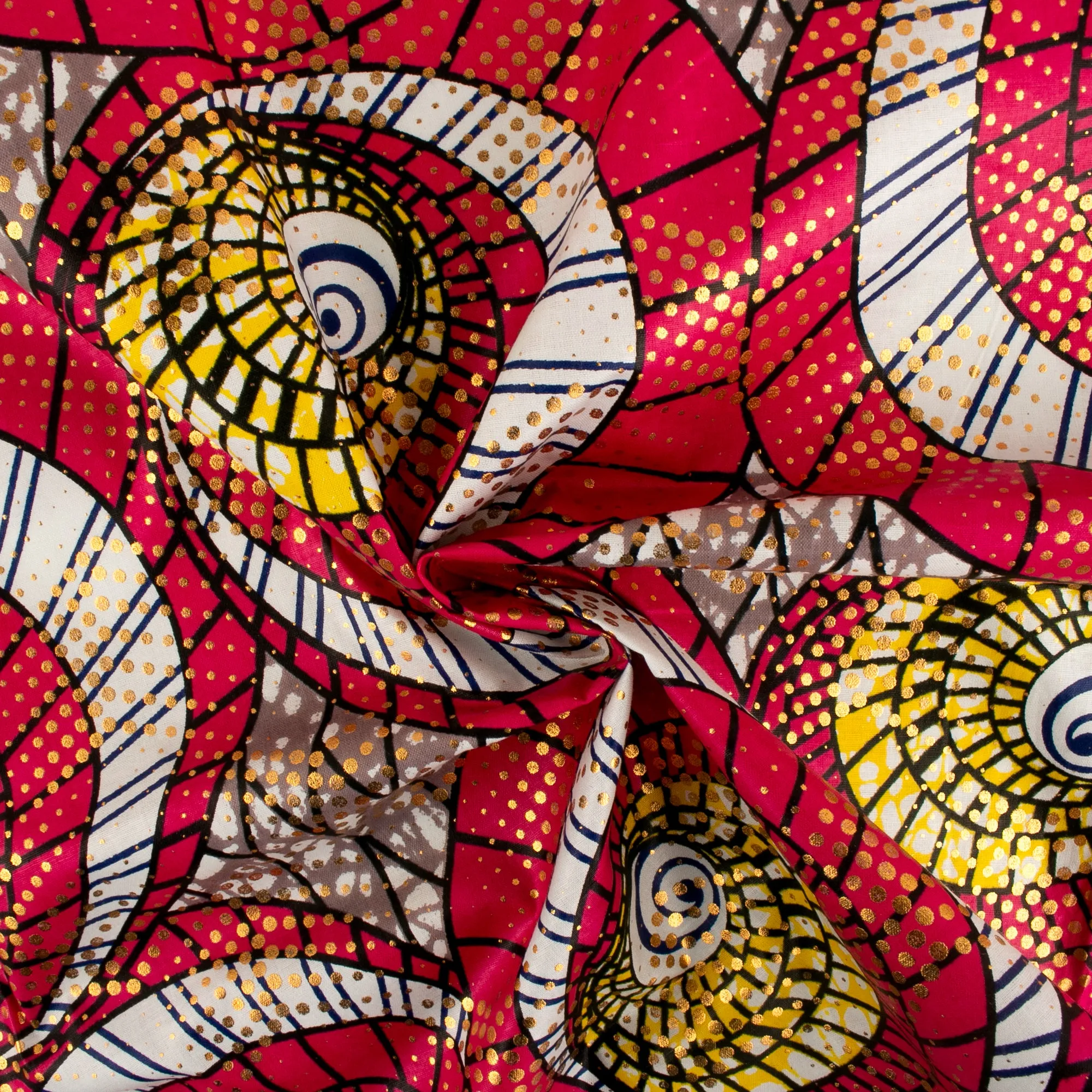 African Metallic Print - Cercles - Red