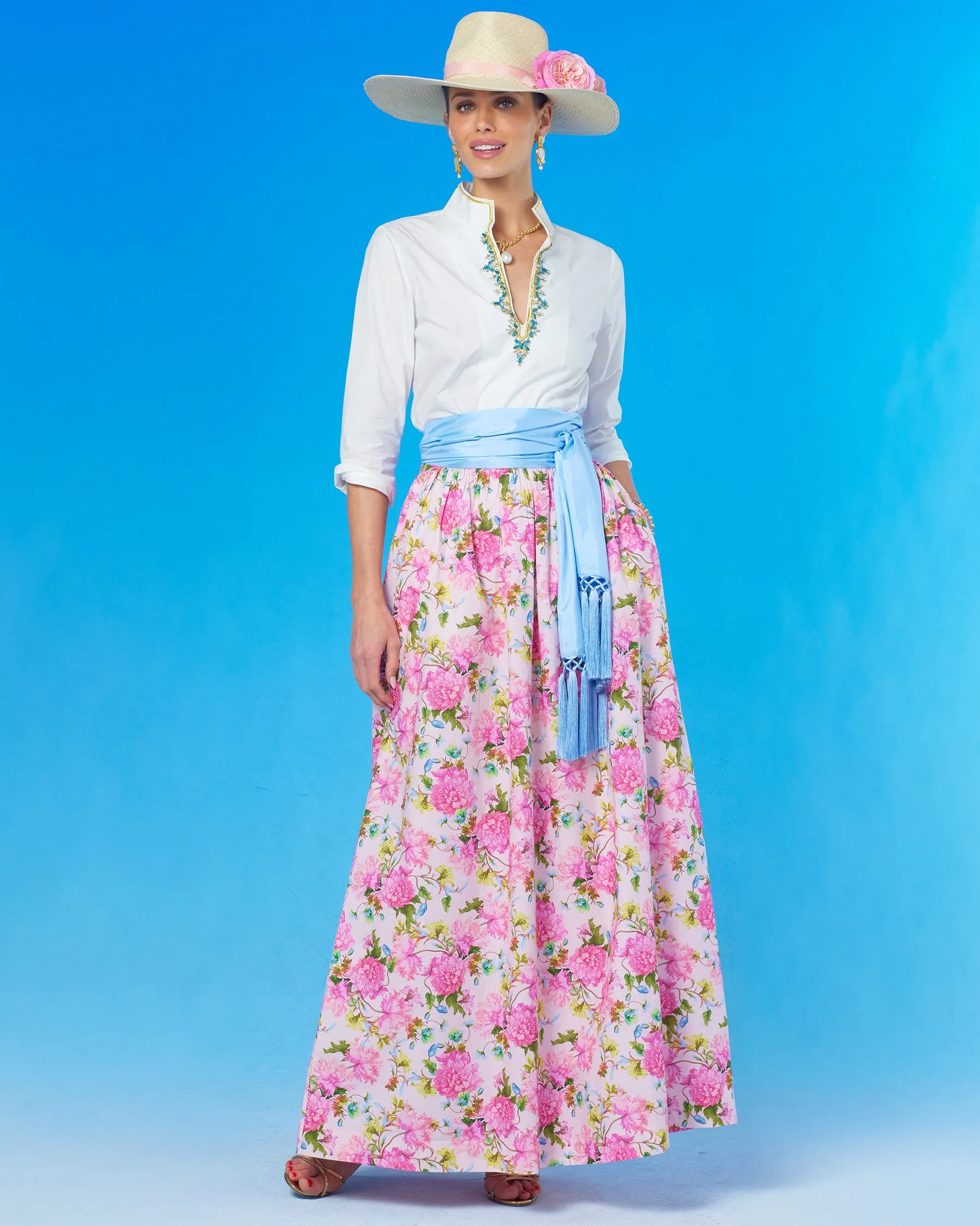 Alexandra Long Full Skirt in English Roses