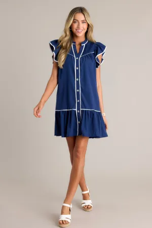 All Time Favorite Navy Button Front Mini Dress