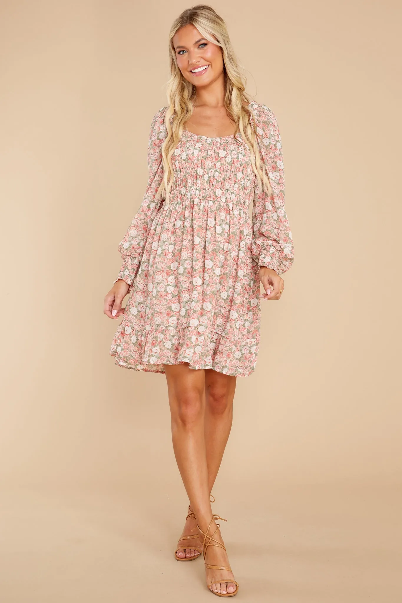 Among The Roses Blush Multi Floral Print Dress