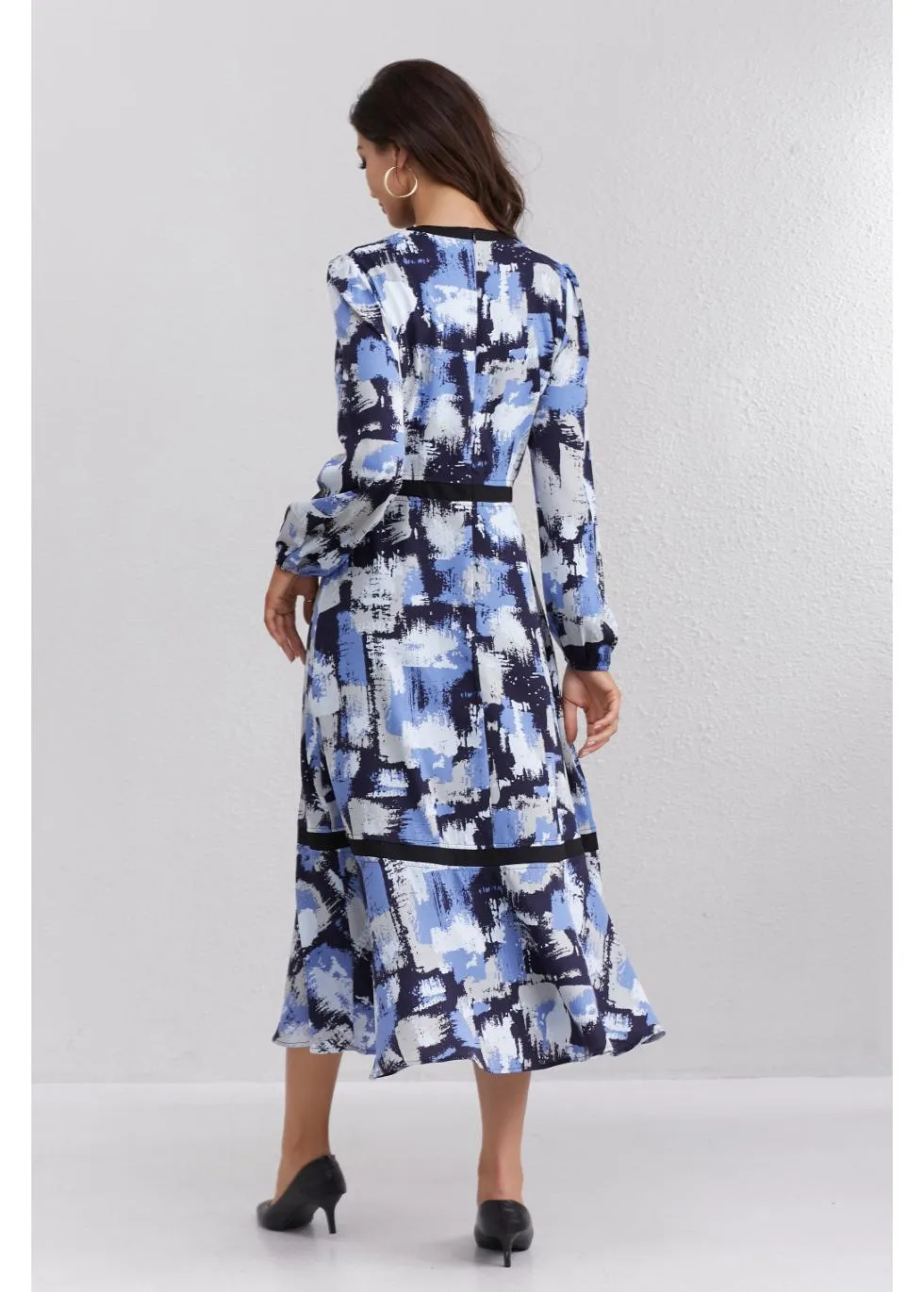 Azure Brushstroke Midi Dress