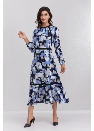 Azure Brushstroke Midi Dress