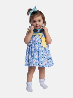 Baby Girl Marbella Printed Floral Summer Dress-Blue