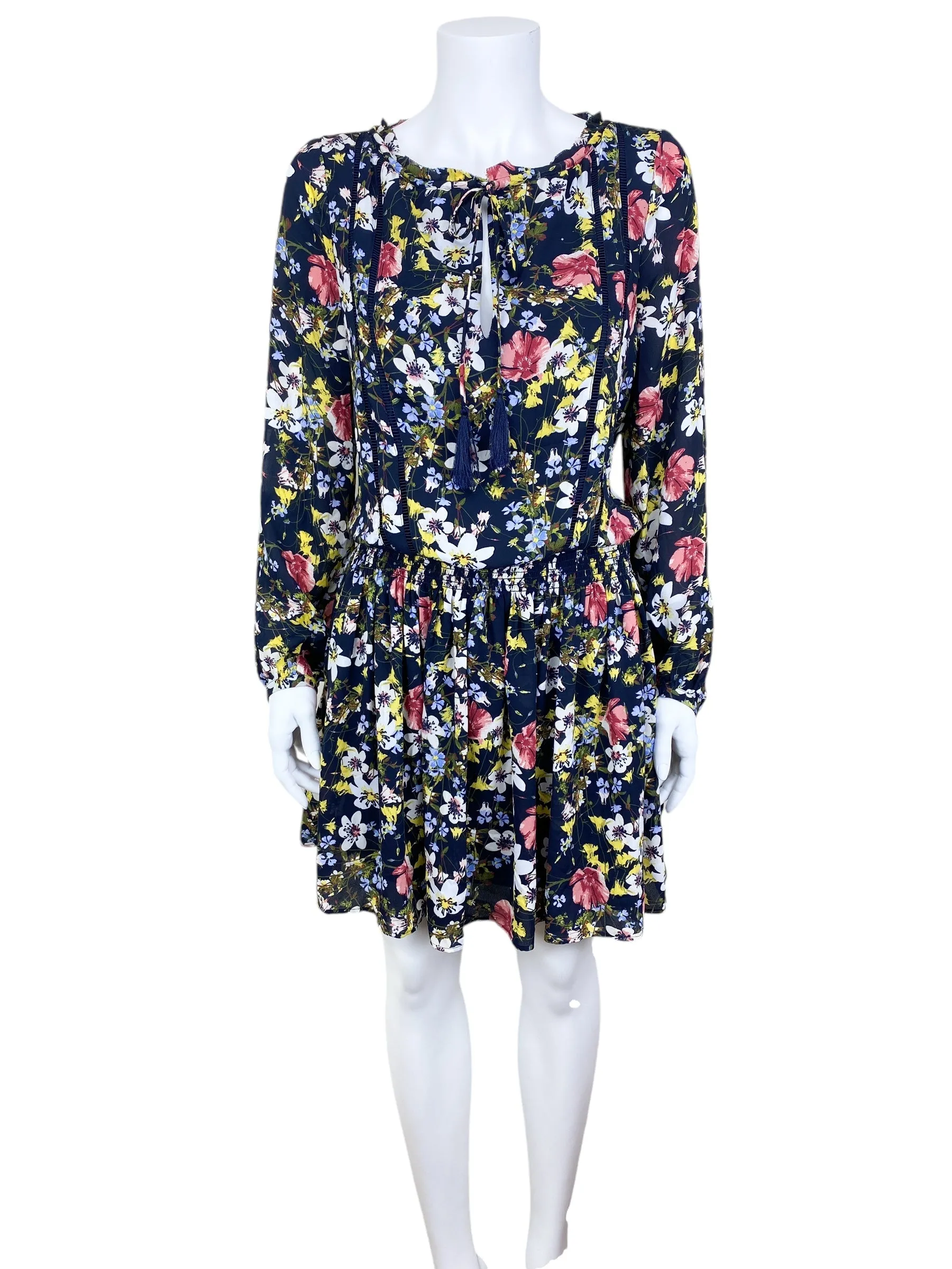 Banana Republic Women's Valeri Floral Smocked Waist Dress Navy Size S