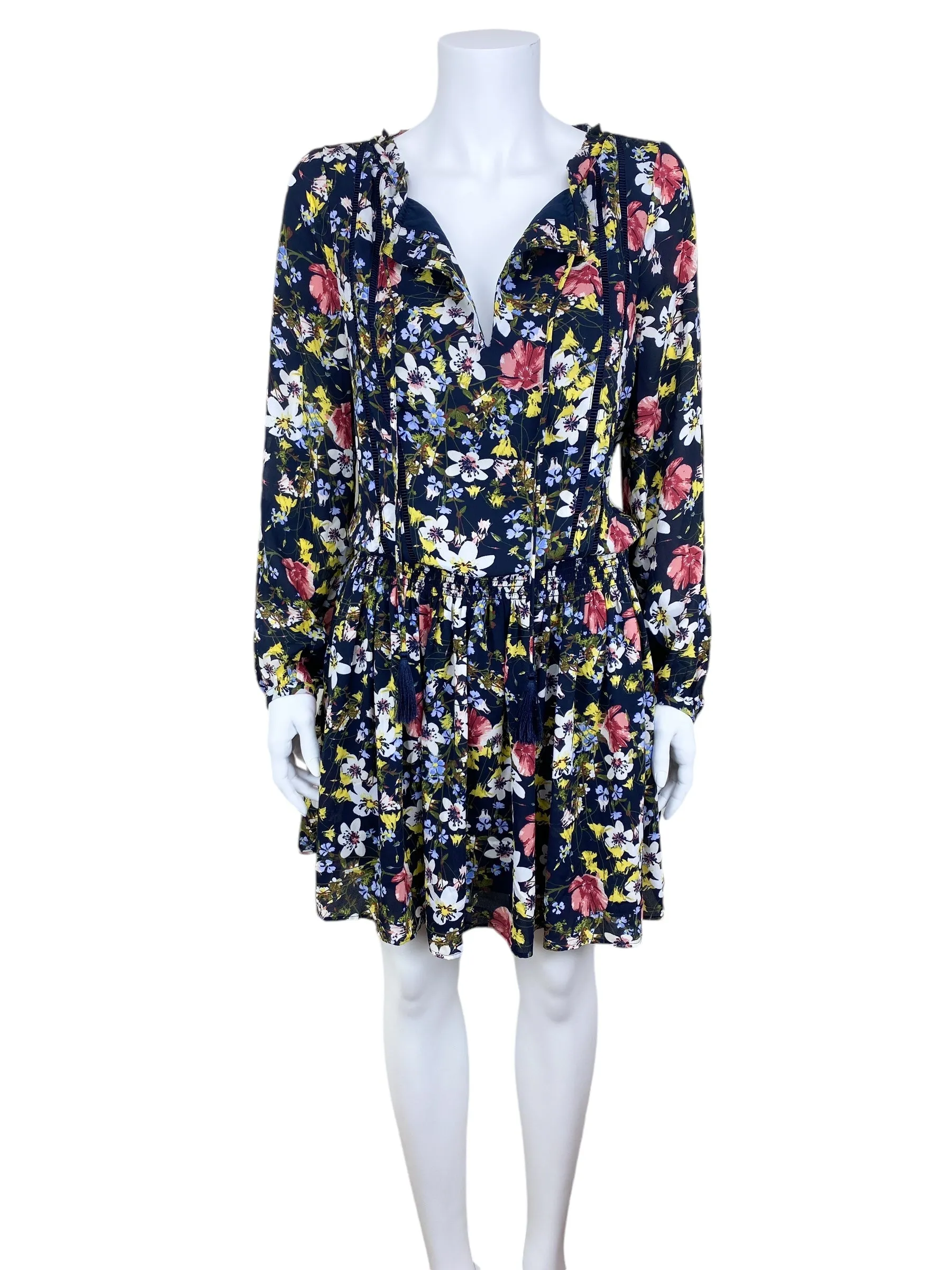 Banana Republic Women's Valeri Floral Smocked Waist Dress Navy Size S