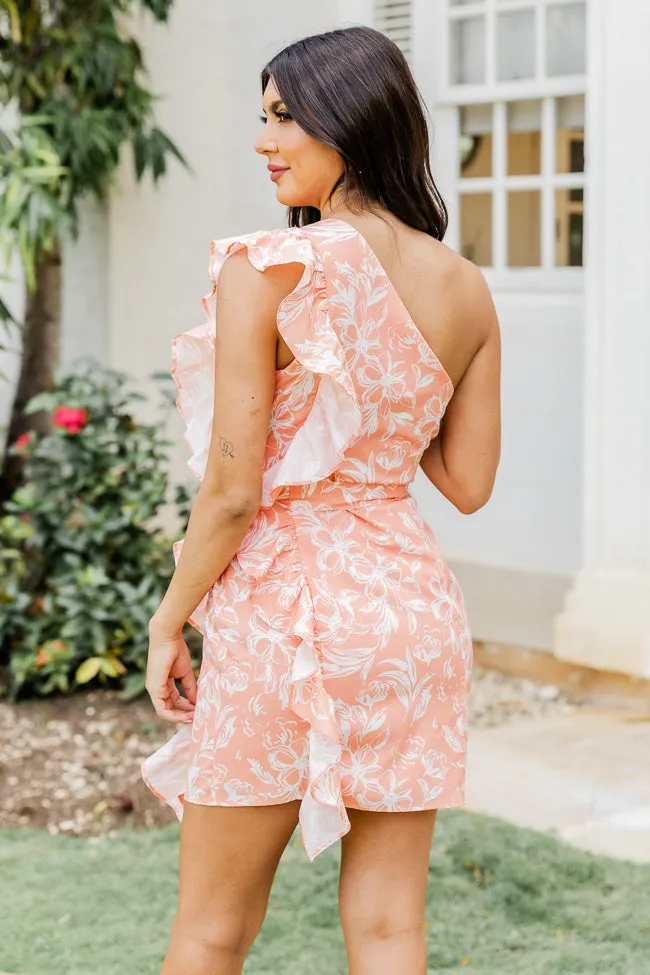 Be The Exception Orange Floral One Shoulder Mini Dress FINAL SALE