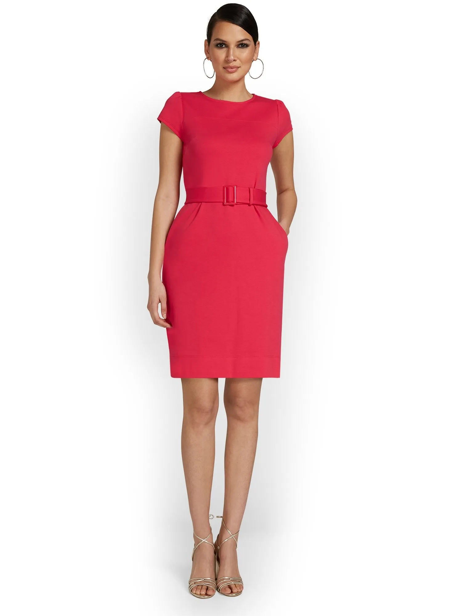 Belted Shift Dress - City Knits