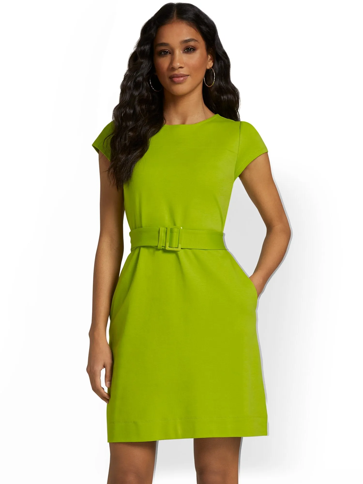 Belted Shift Dress - City Knits