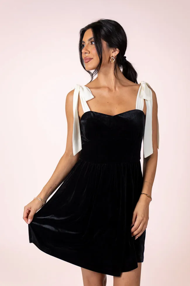 Black Tie Affair Black Tie Shoulder Velvet Dress FINAL SALE