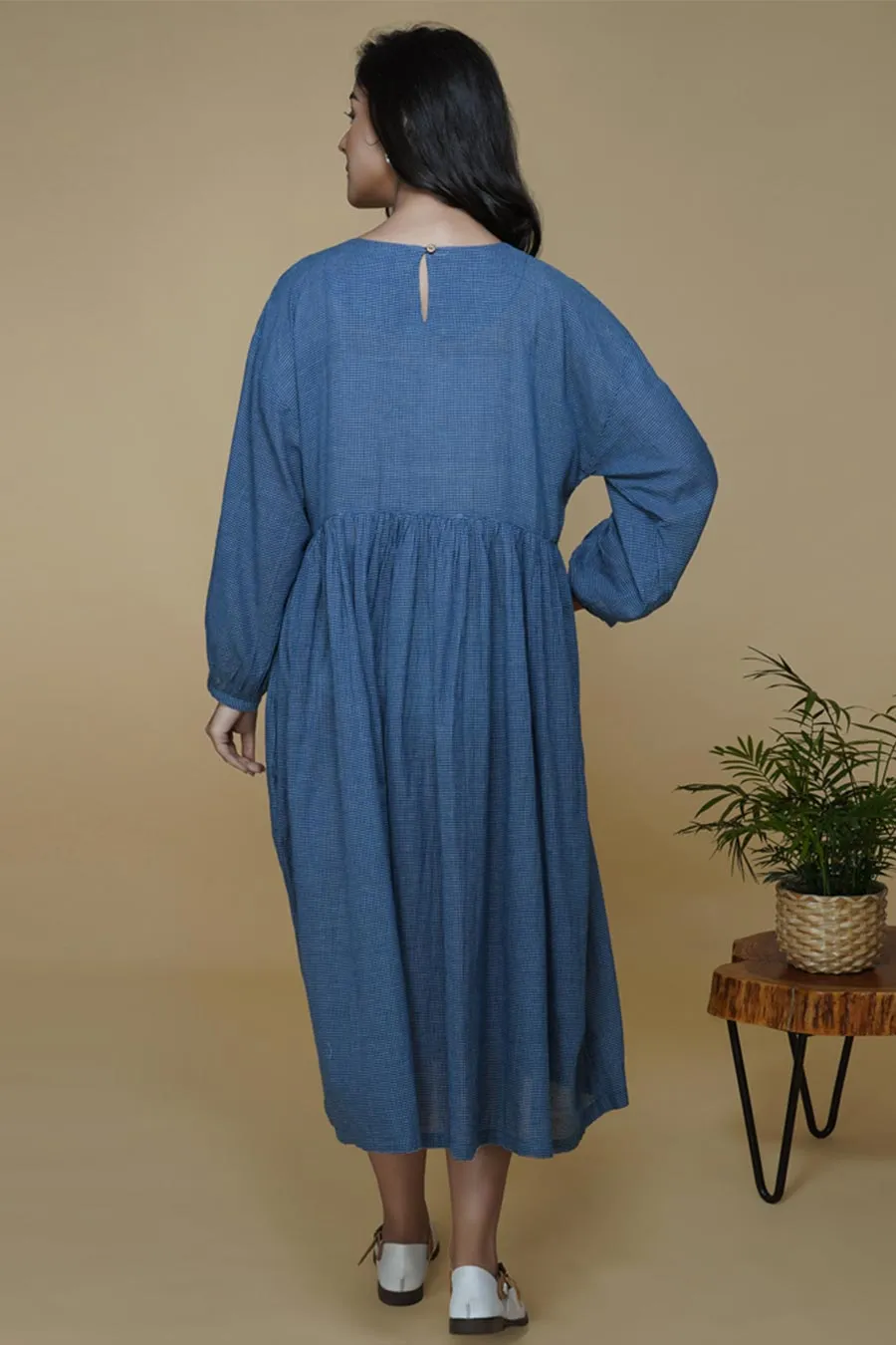 Blue Kiona Chikankari Relaxed Dress