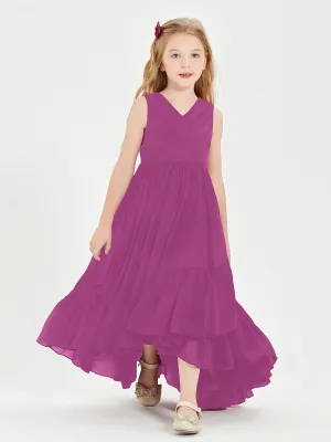 Boho Junior Bridesmaid Dresses Cascading Skirt Orchid