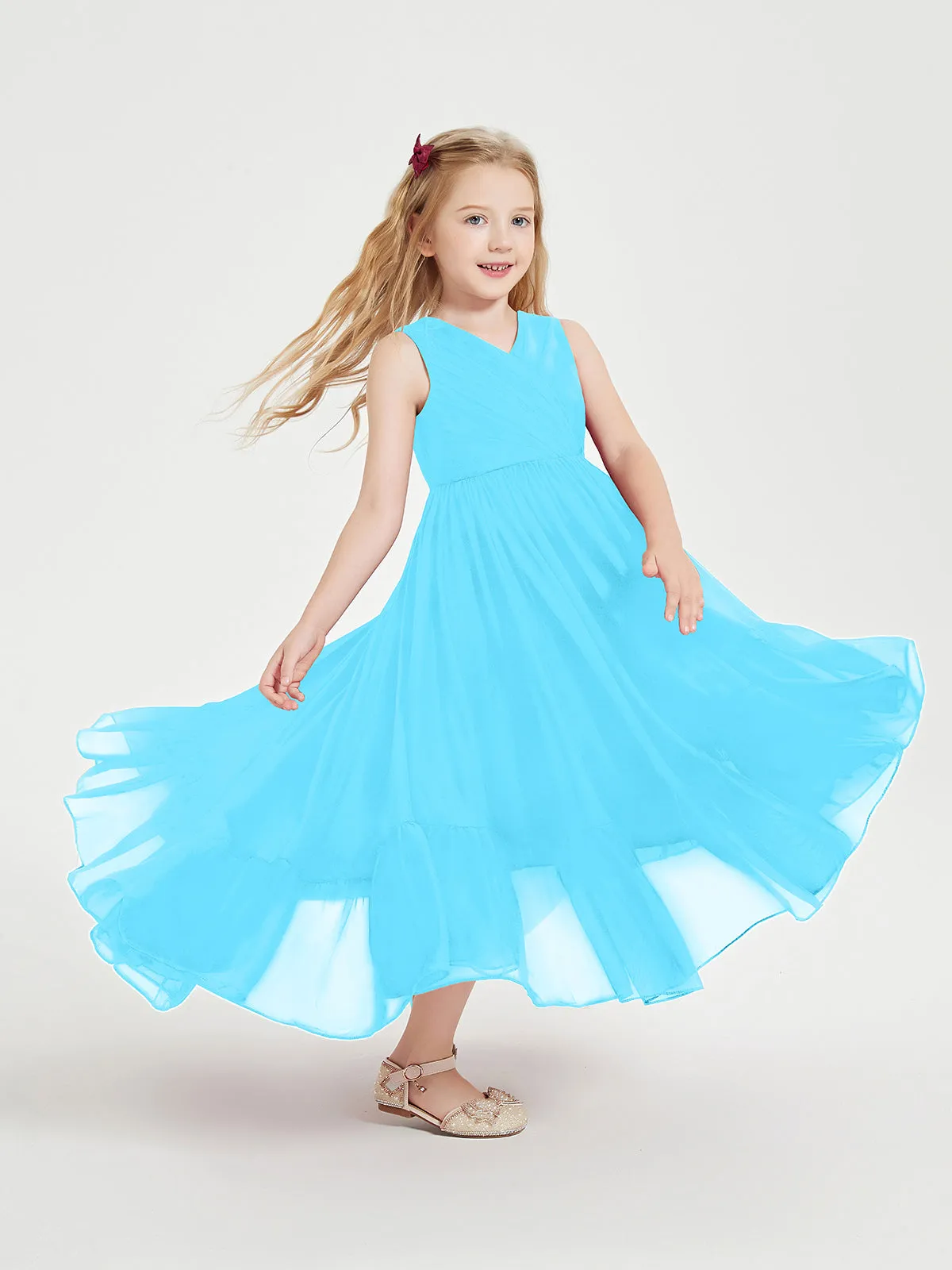 Boho Junior Bridesmaid Dresses Cascading Skirt Pool