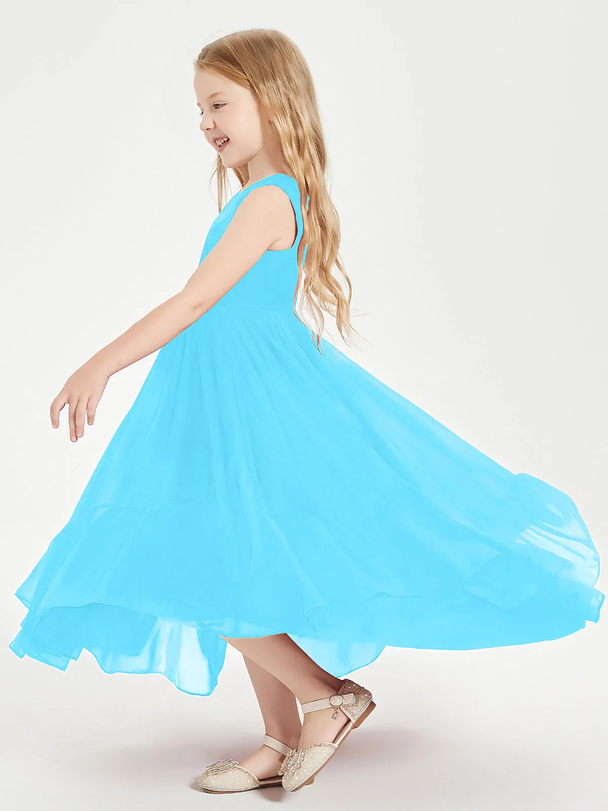 Boho Junior Bridesmaid Dresses Cascading Skirt Pool