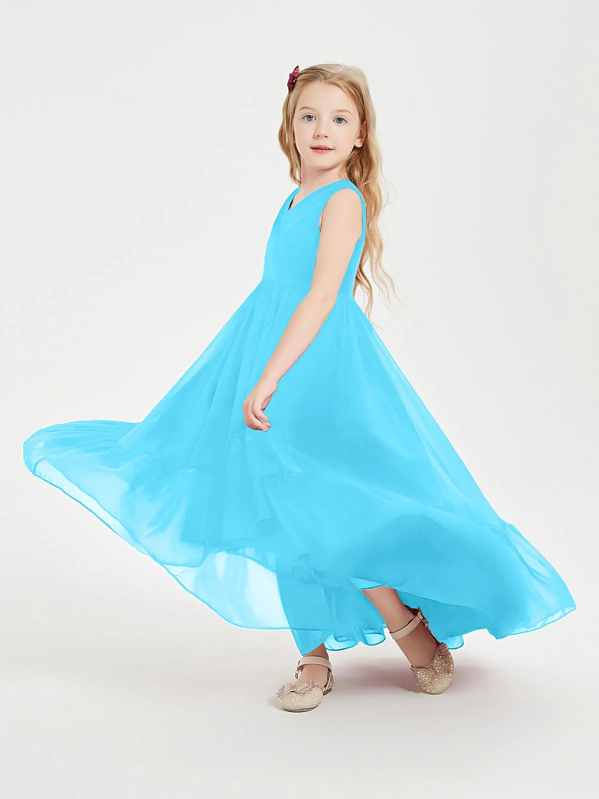 Boho Junior Bridesmaid Dresses Cascading Skirt Pool