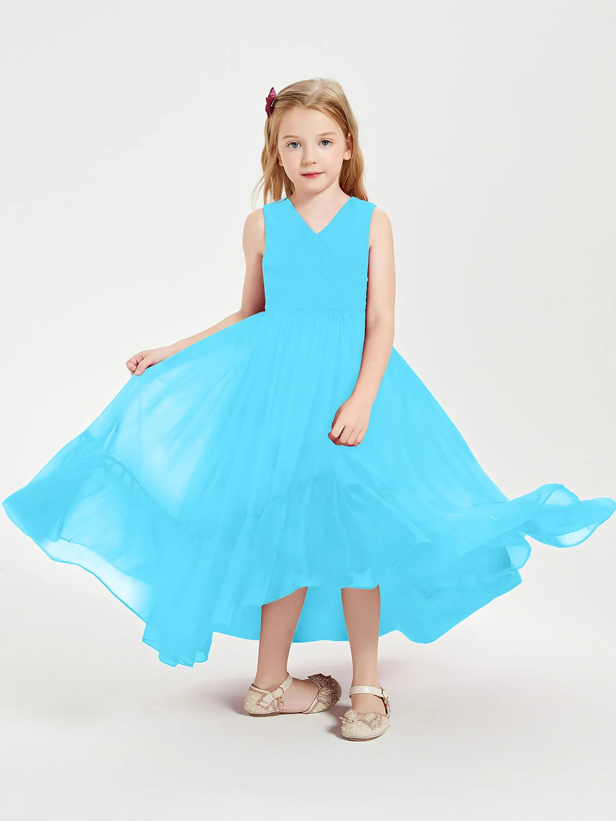 Boho Junior Bridesmaid Dresses Cascading Skirt Pool