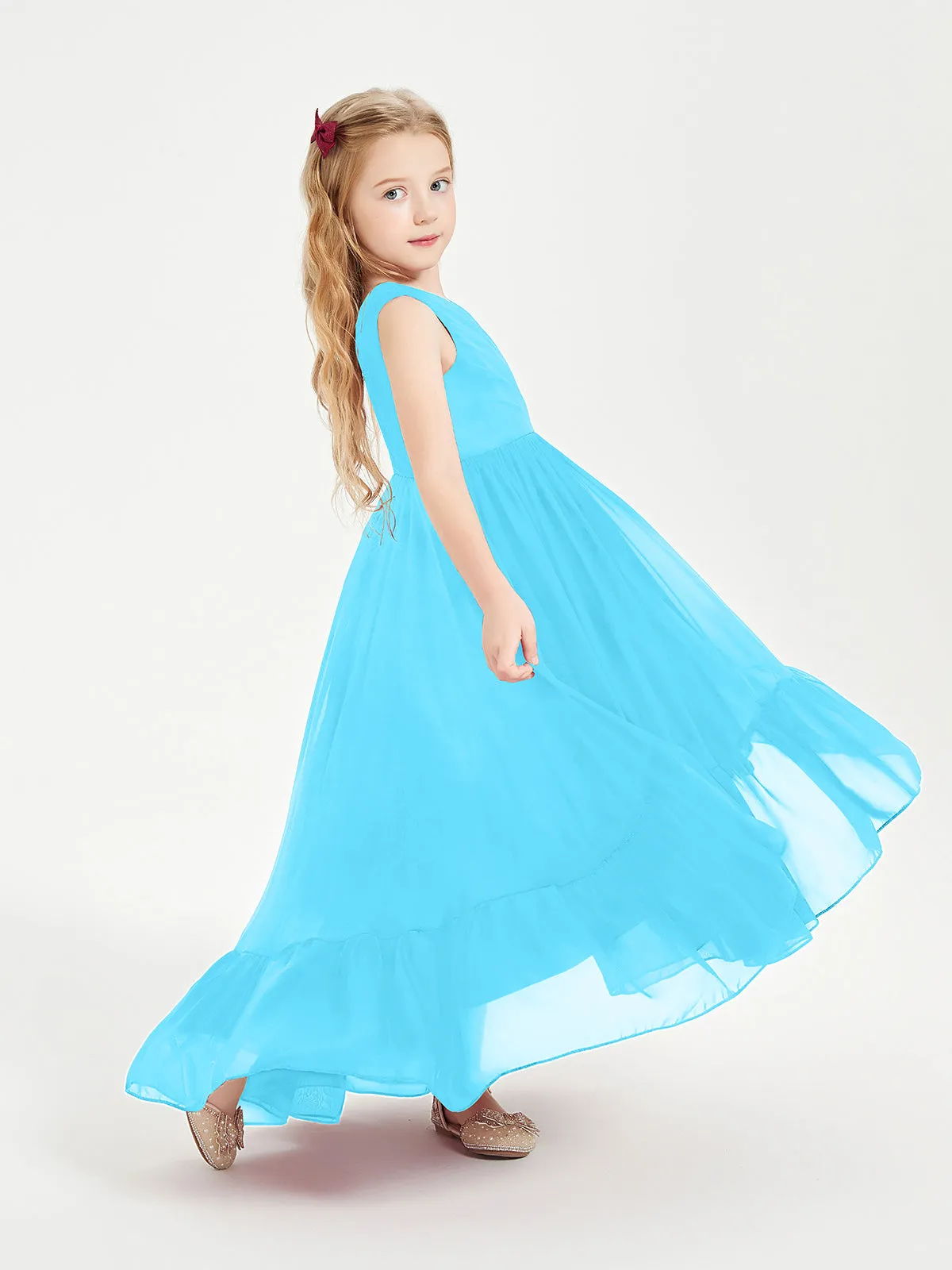 Boho Junior Bridesmaid Dresses Cascading Skirt Pool