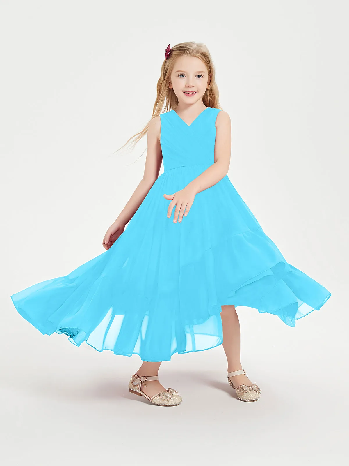 Boho Junior Bridesmaid Dresses Cascading Skirt Pool