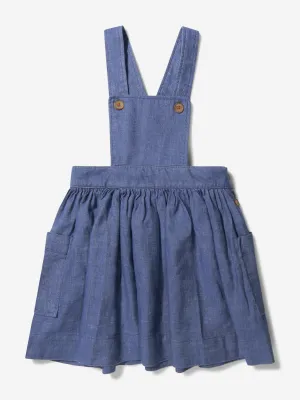 Bonpoint Girls Cotton And Linen Pinafore Dress