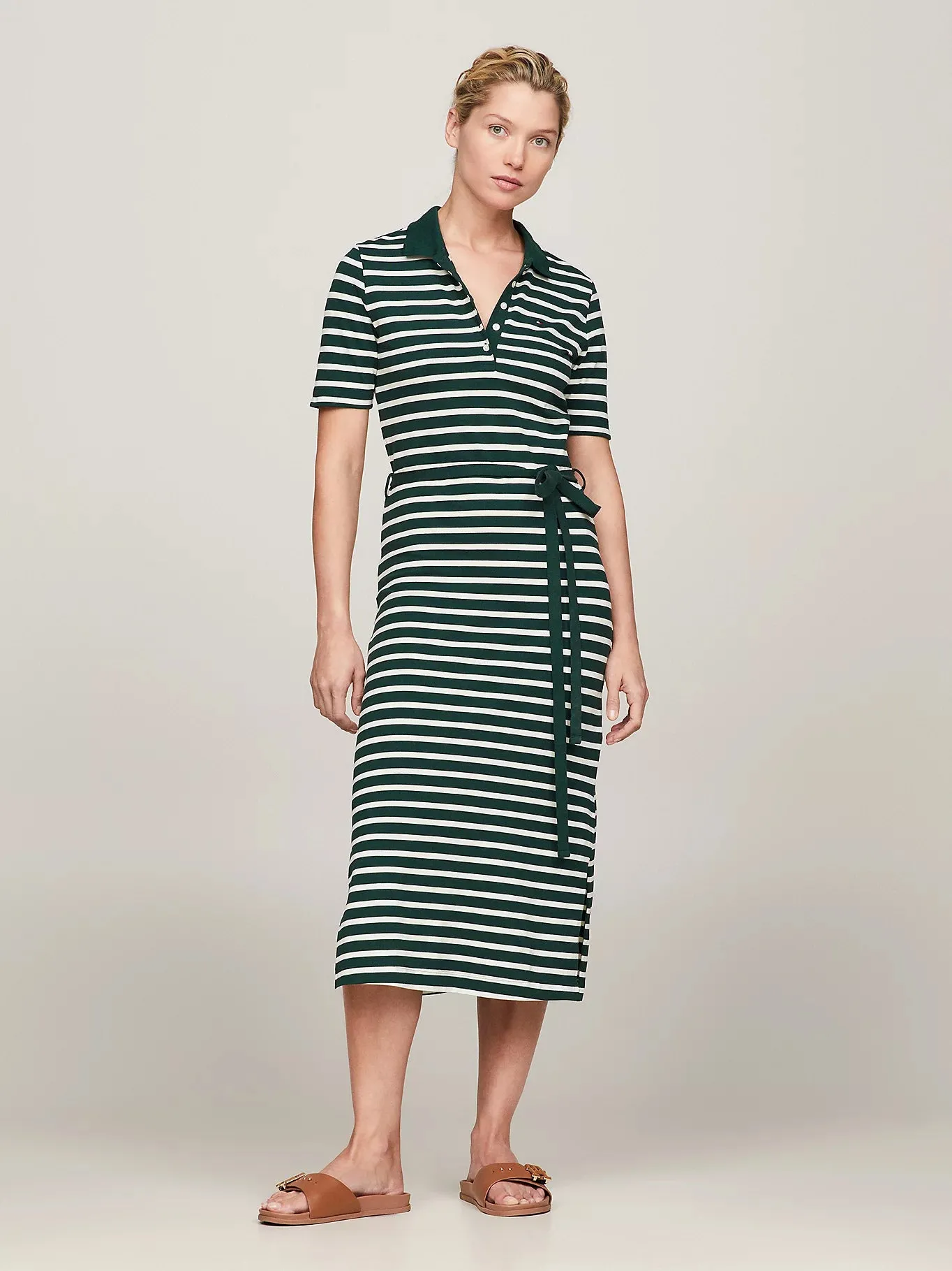 BRETON STRIPE MIDI POLO DRESS