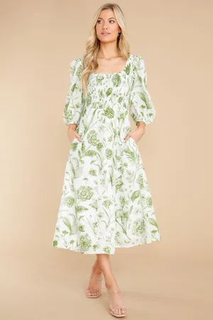 Bridget Toile Leaf Midi Dress