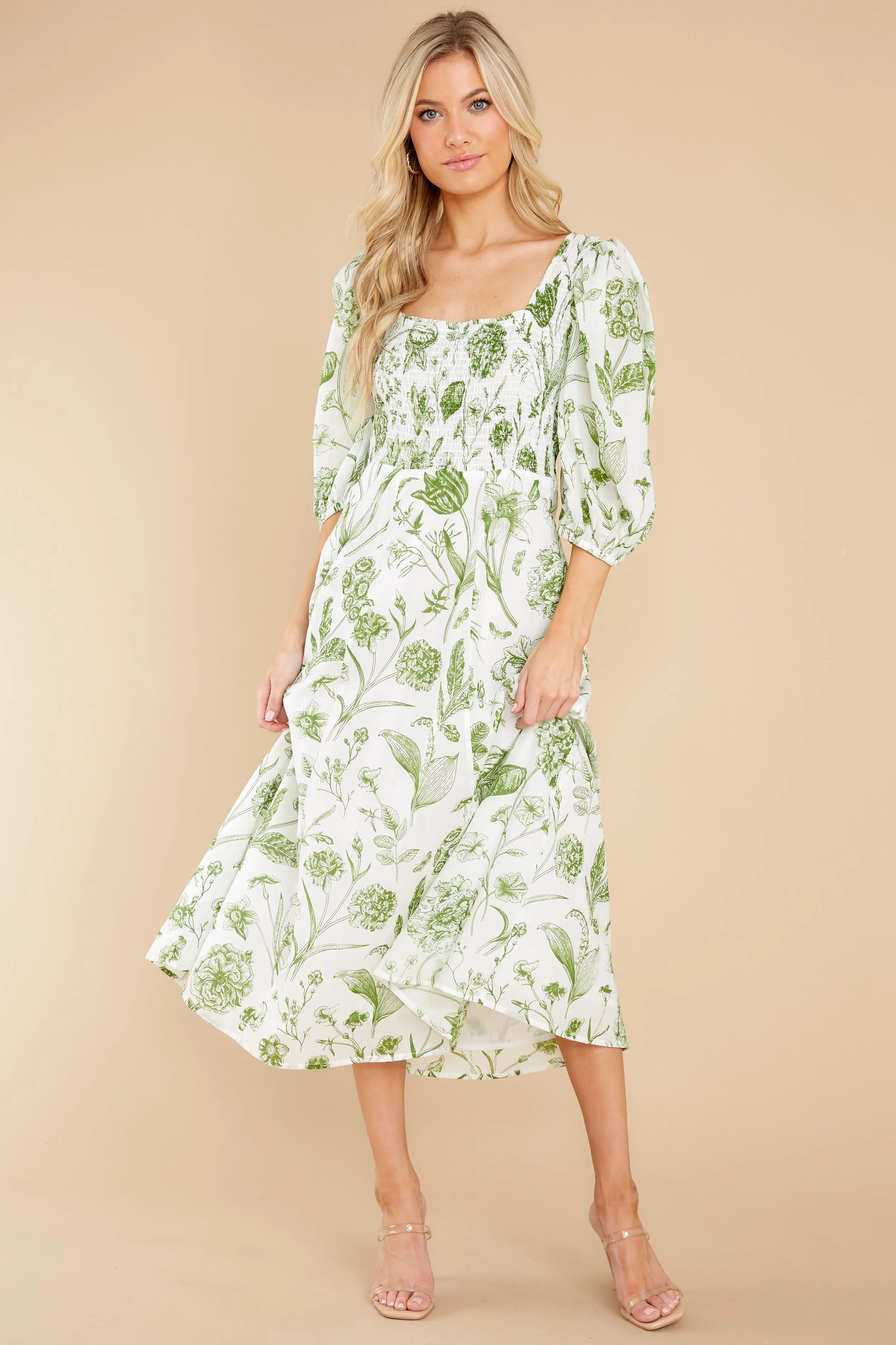 Bridget Toile Leaf Midi Dress