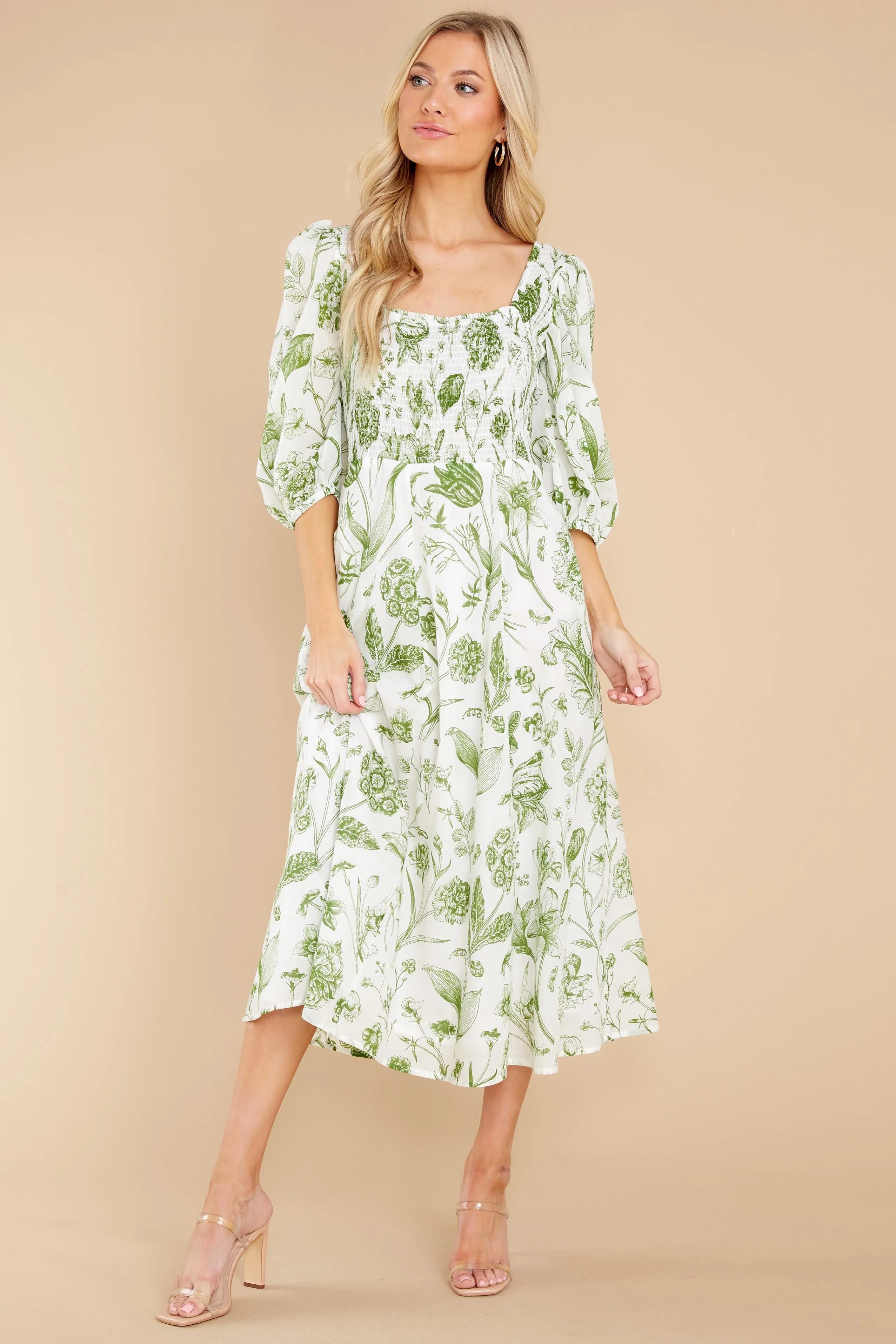 Bridget Toile Leaf Midi Dress