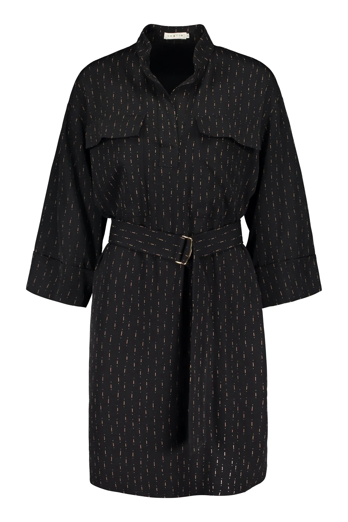 Celina Patterned Shirt Dress Black