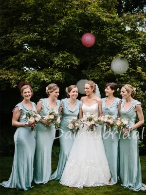 Charming Scoop Neck Mermaid Long Bridesmaid Dresses.DB10466