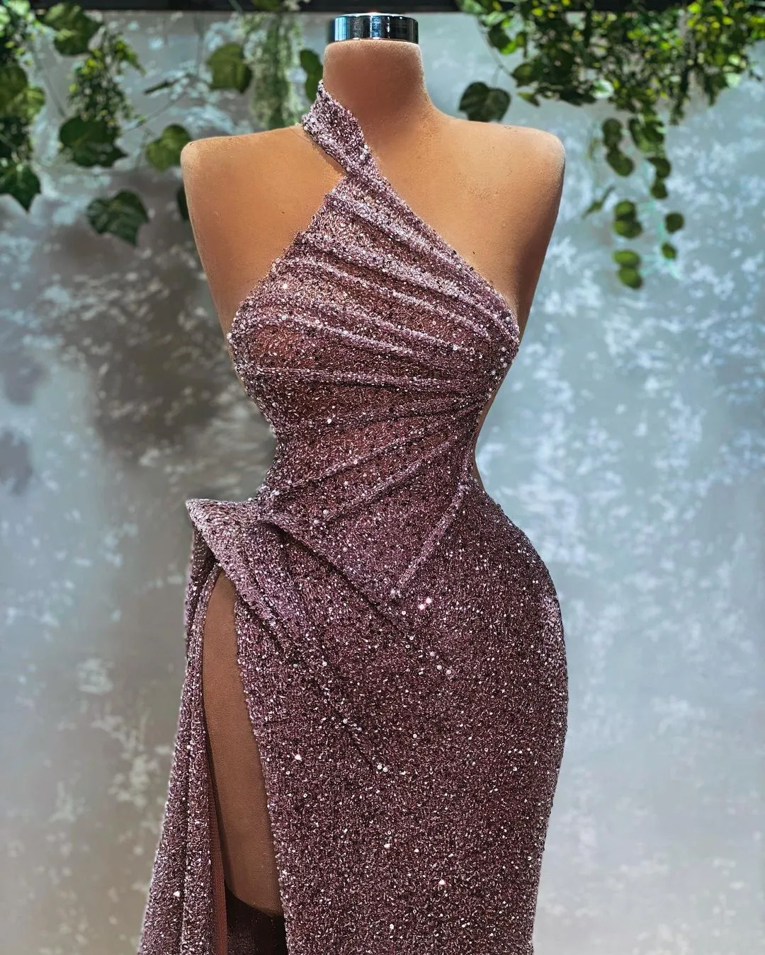 Charming Sequin Mermaid High Slit Sparkle Prom Dresses, FC6246