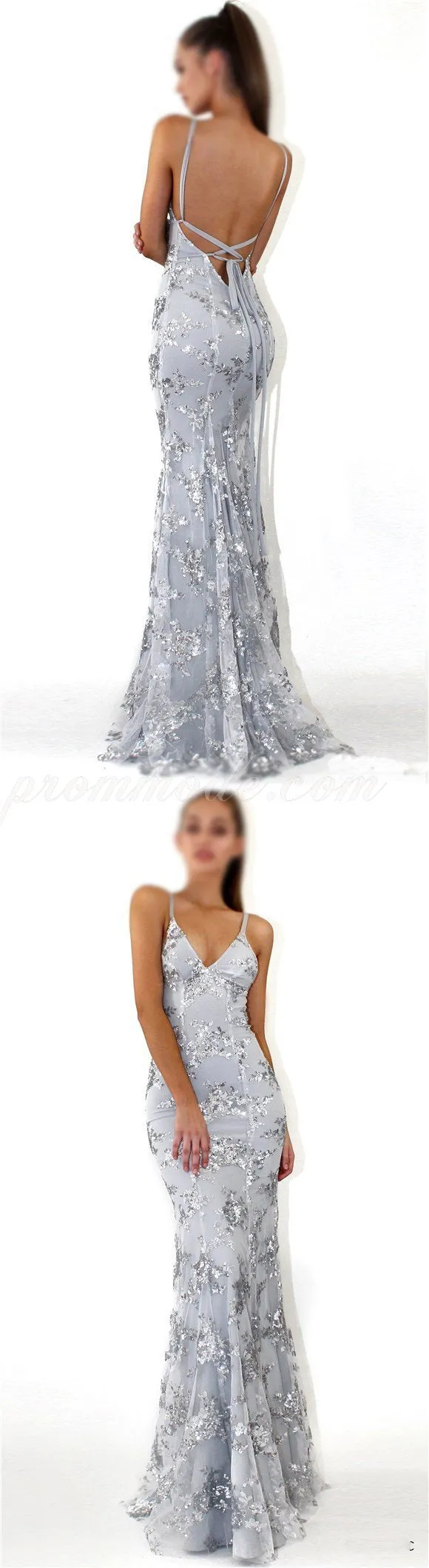 Charming Silver Sparkly Mermaid Popular Newest Prom Dresses