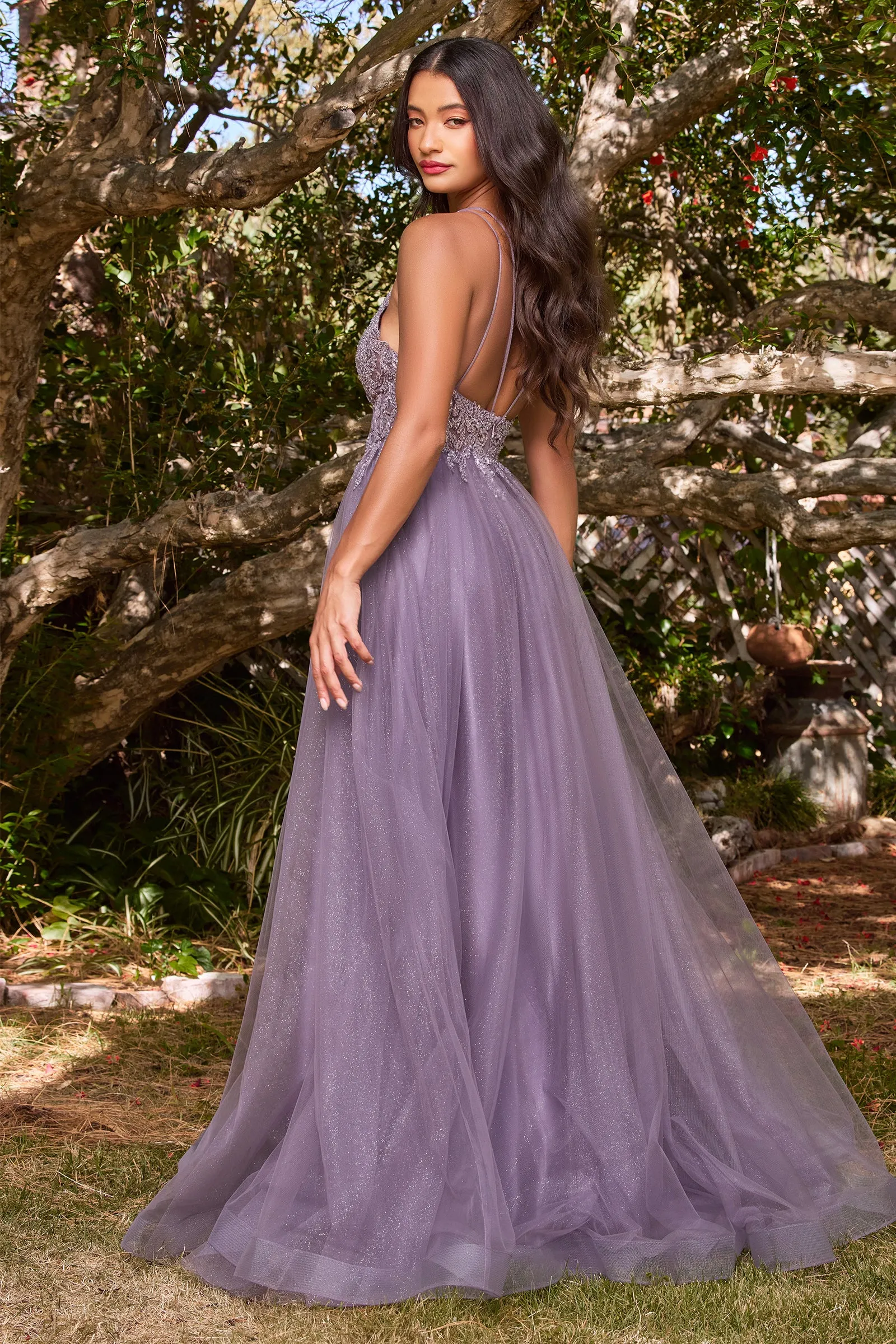 CINDERELLA DIVINE CD0154 Beaded A-Line Layered Tulle Dress