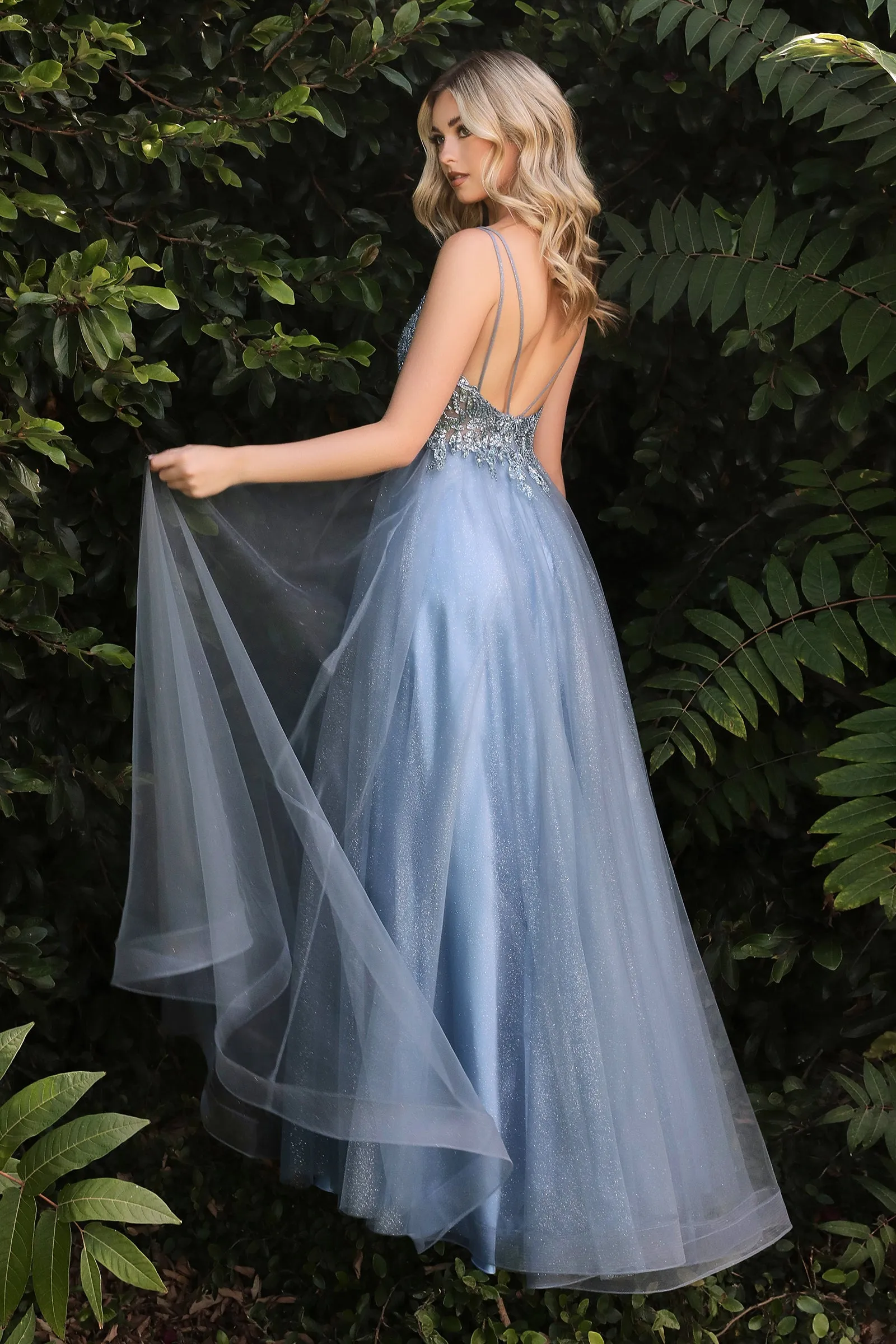 CINDERELLA DIVINE CD0154 Beaded A-Line Layered Tulle Dress