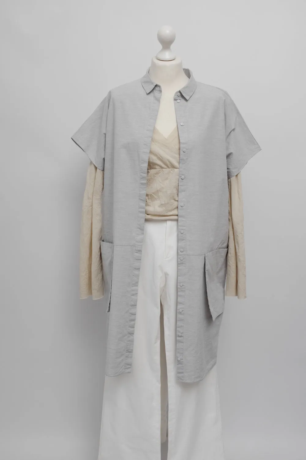 COS GREY COTTON POCKET SHIRT DRESS