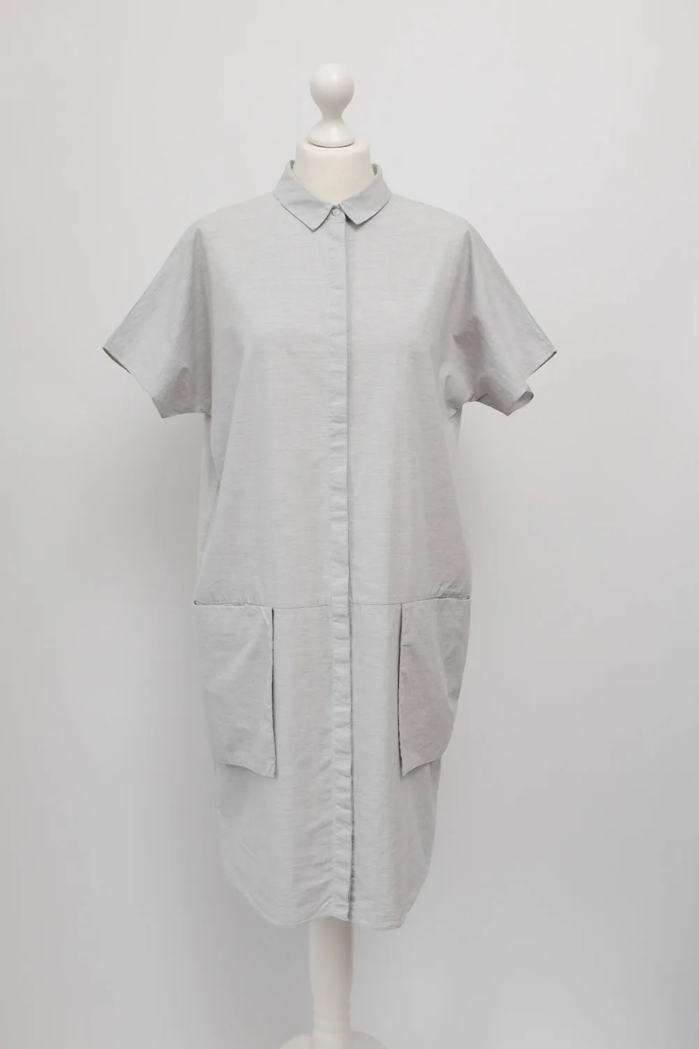 COS GREY COTTON POCKET SHIRT DRESS