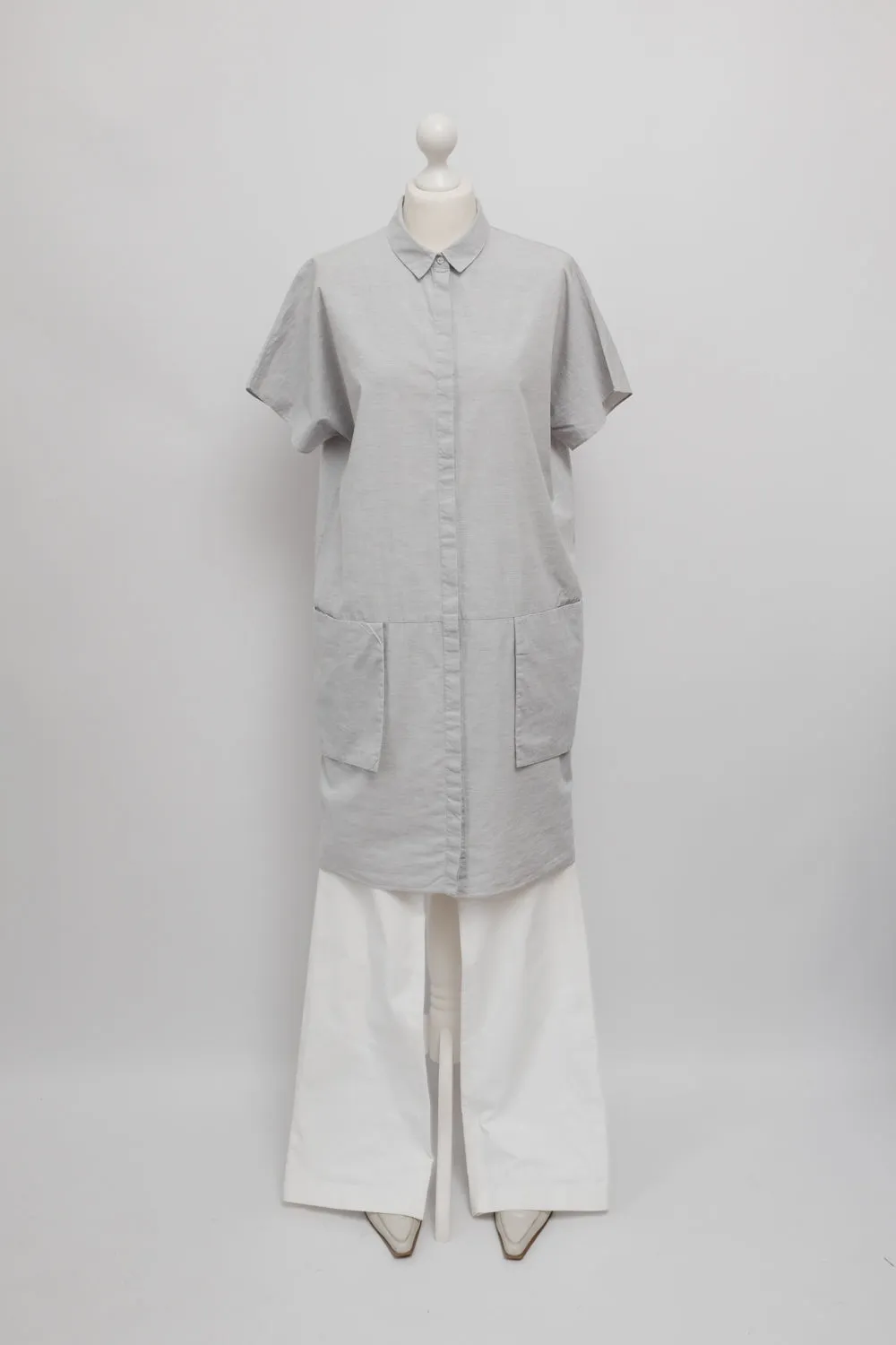 COS GREY COTTON POCKET SHIRT DRESS