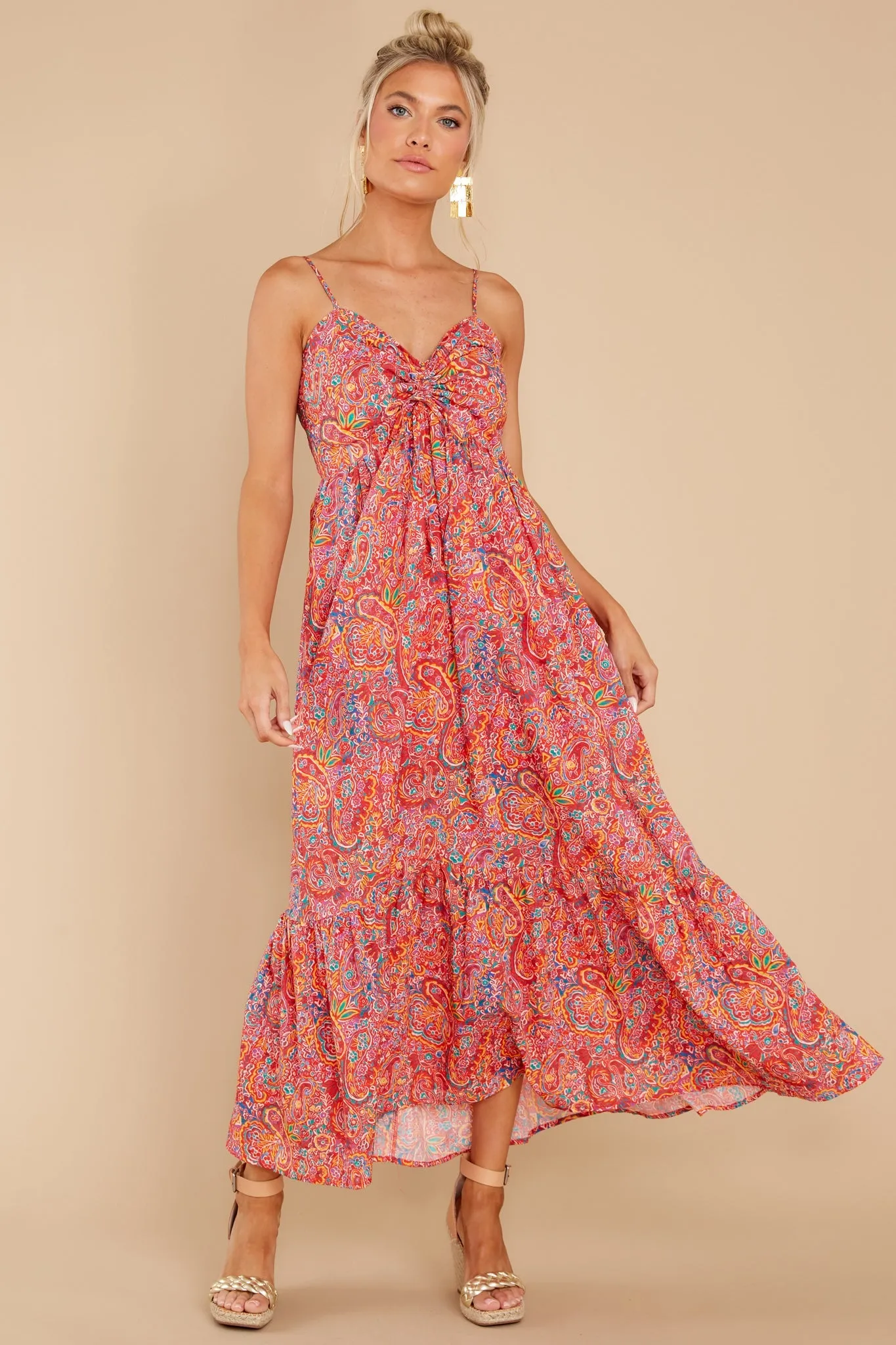 Dance With A Stranger Red Print Maxi Dress