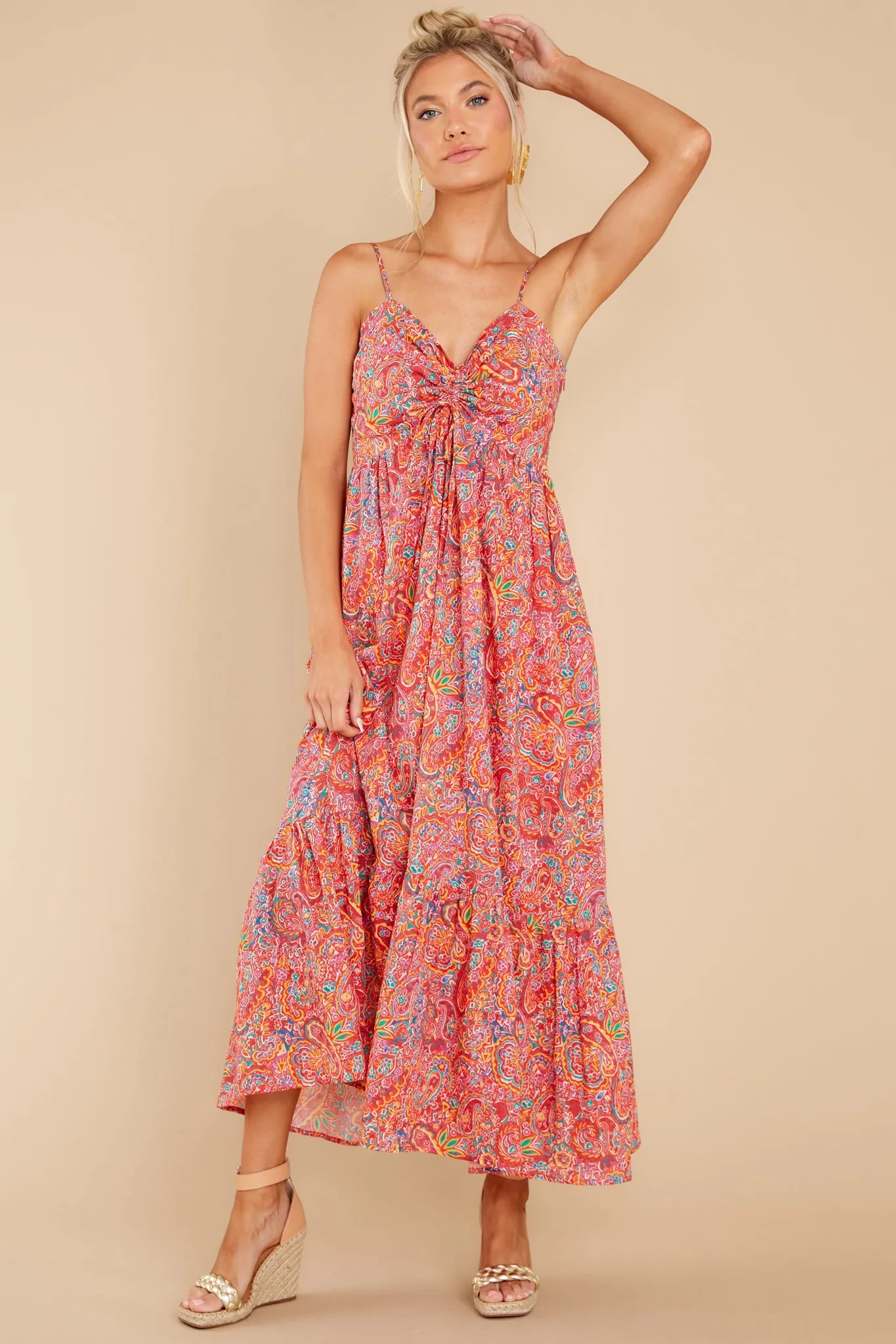 Dance With A Stranger Red Print Maxi Dress