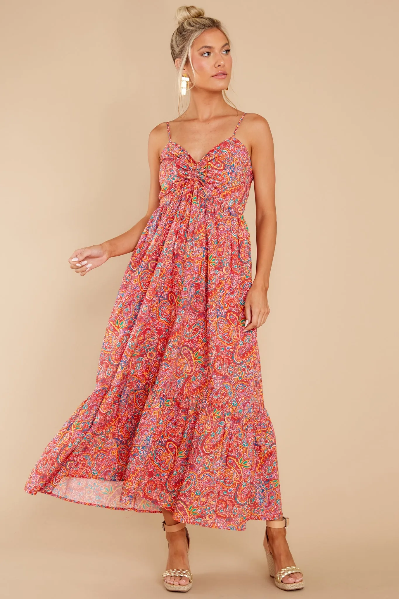 Dance With A Stranger Red Print Maxi Dress