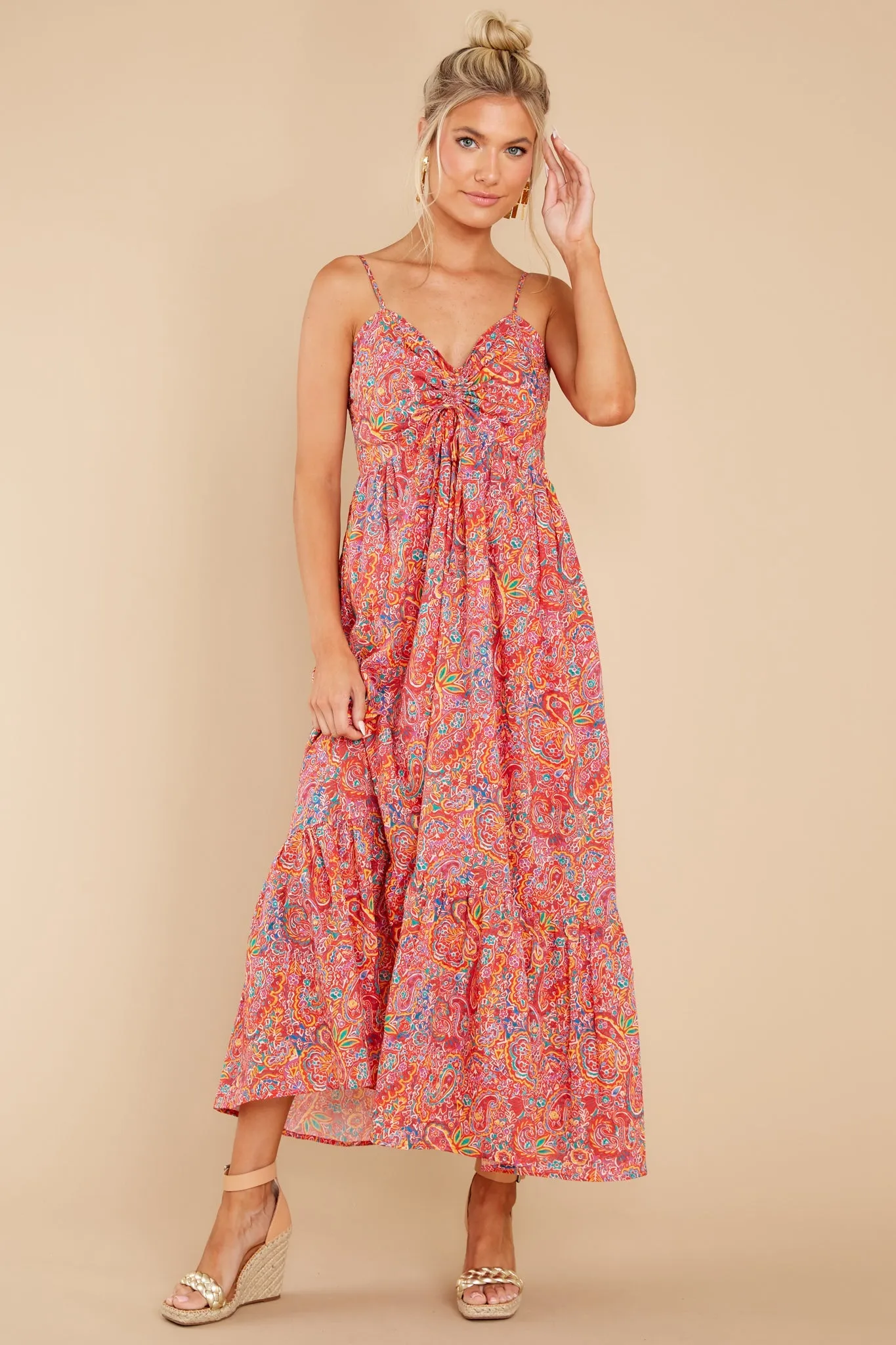 Dance With A Stranger Red Print Maxi Dress