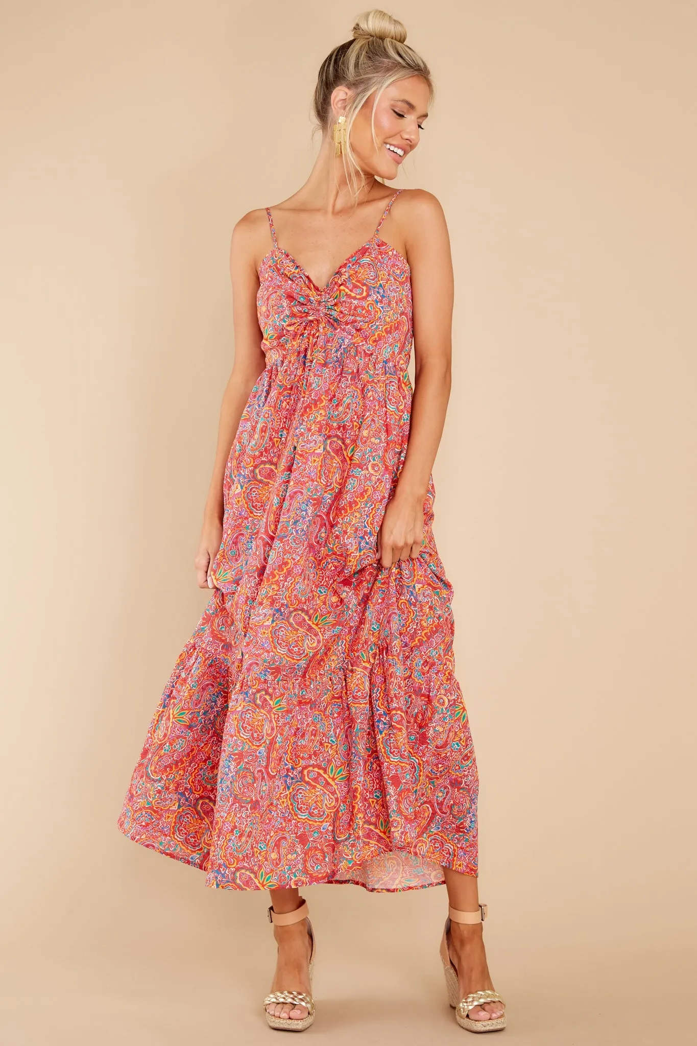 Dance With A Stranger Red Print Maxi Dress