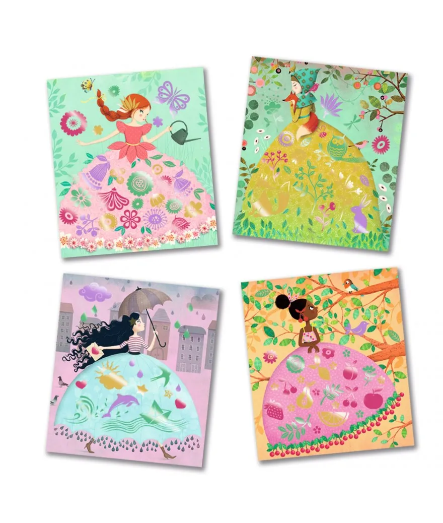 Djeco Craft Set Artistic Metallic Cards  6Y | Fairies & Dresses