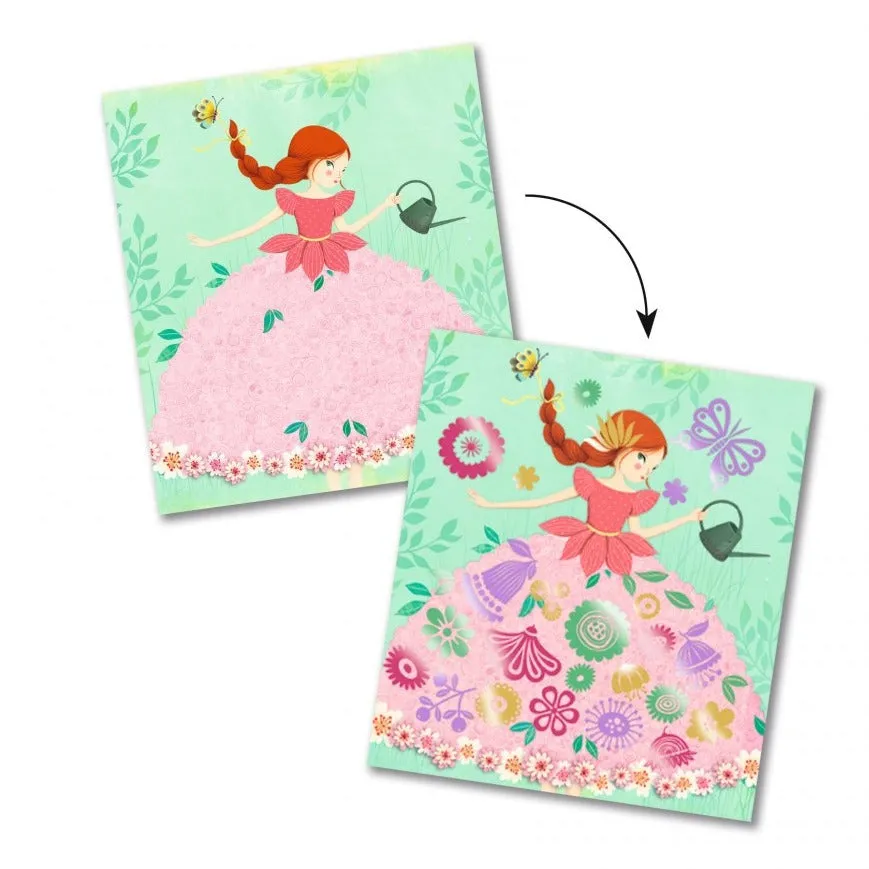 Djeco Craft Set Artistic Metallic Cards  6Y | Fairies & Dresses