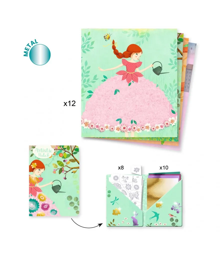 Djeco Craft Set Artistic Metallic Cards  6Y | Fairies & Dresses