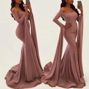 Elegant Party Evening Slim Long Sleeve Split Maxi Dresses