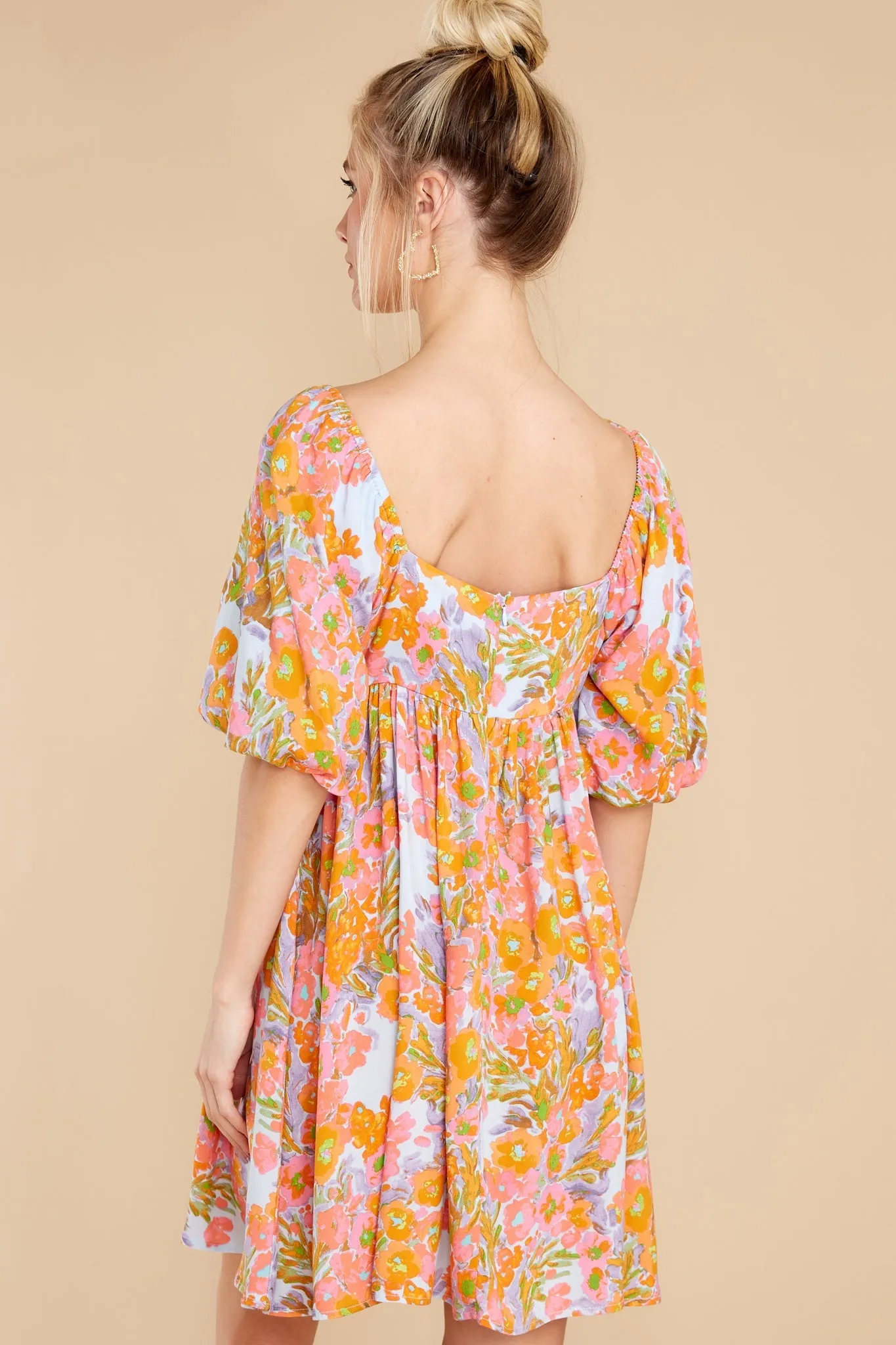 Enchanting Ways Orange Floral Print Dress