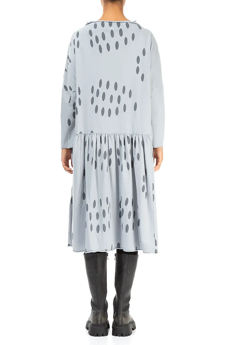 Flared Light Grey Dots Cotton Dress